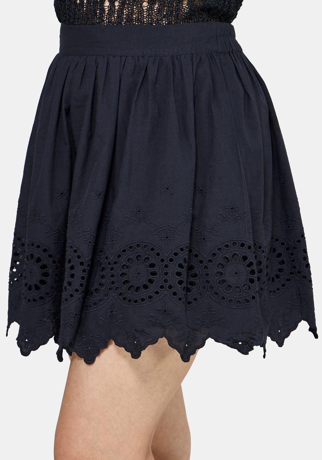 Moirae Contrast Broderie Hem Mini Skirt Product Image