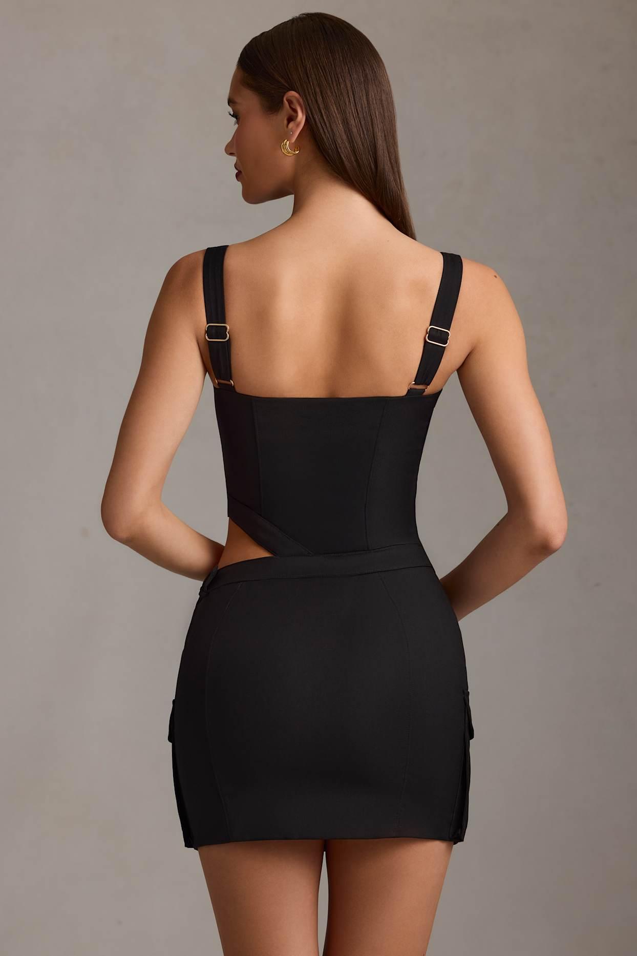 Belted Cut-Out Mini Dress in Black Product Image