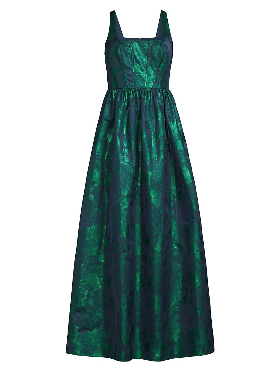 Womens Abstract Jacquard Satin Maxi Gown Product Image