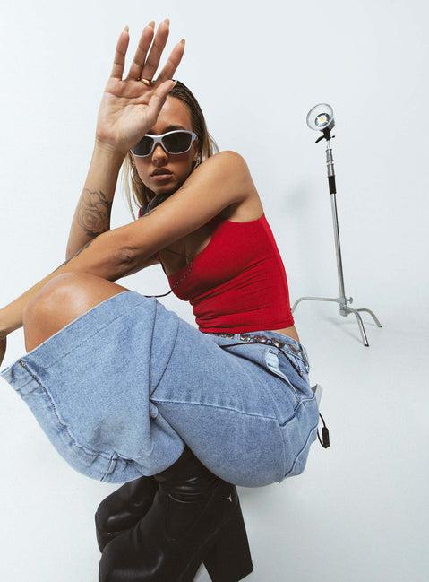 Back In Time Top Red Product Image