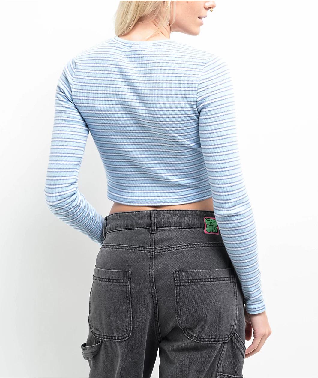 Zine Shiloh Blue Long Sleeve Crop T-Shirt Product Image