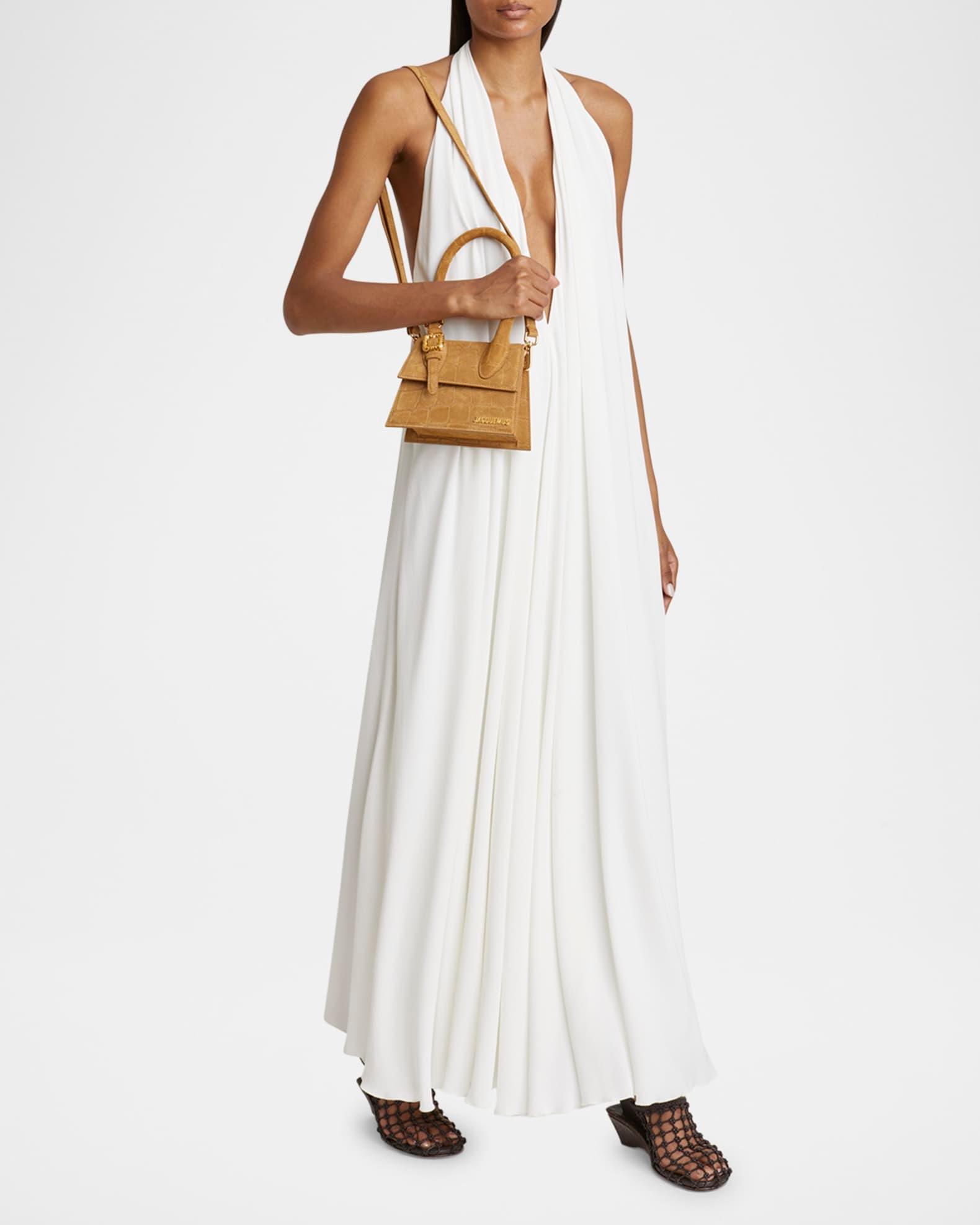 Le Chiquito Moyen Croc-Embossed Suede Top-Handle Bag Product Image