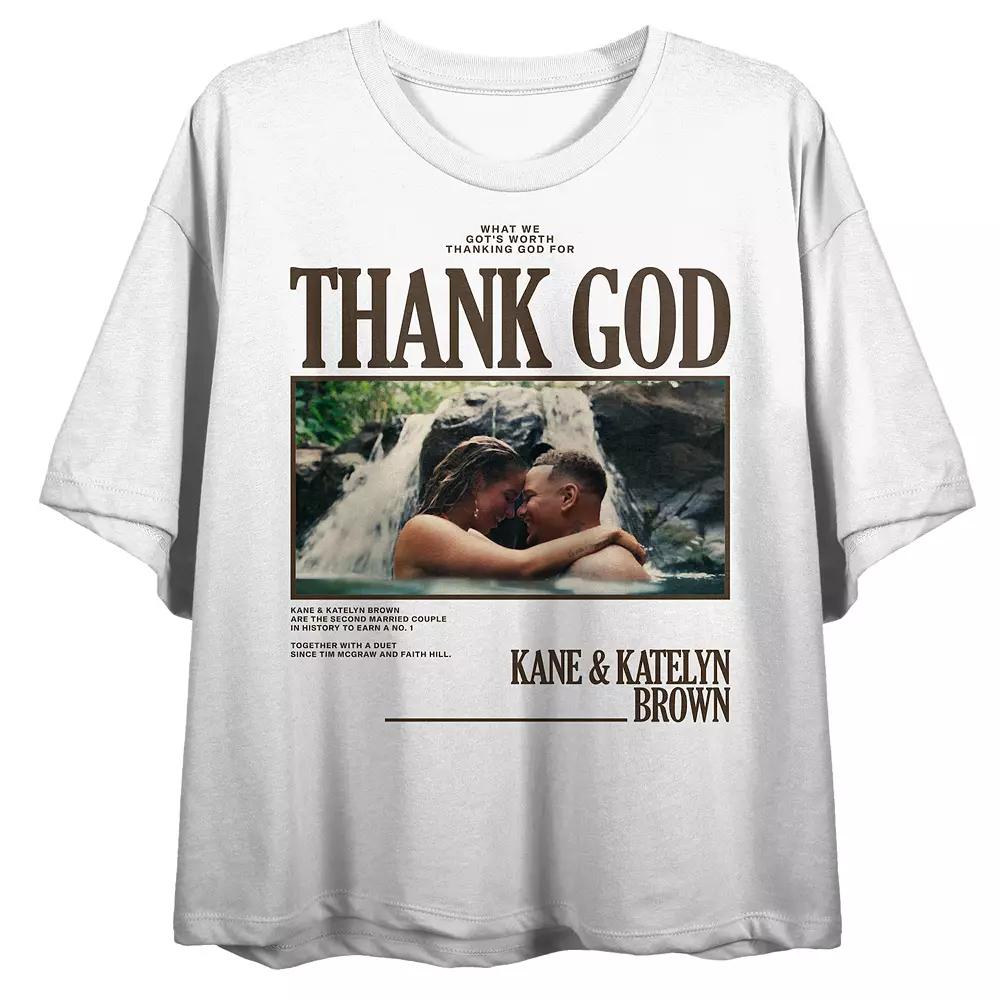 Juniors' Kane Brown Thank God Cropped Graphic Tee, Women's,  Product Image