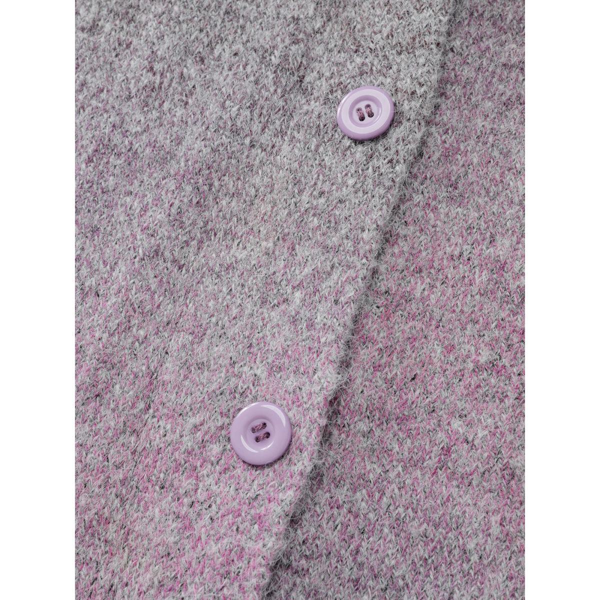 Plus Size Color Gradient Buttons Knit Cardigan Heather Women Leisure Loose Long Sleeve Casual Cardigans BloomChic 12/L Product Image