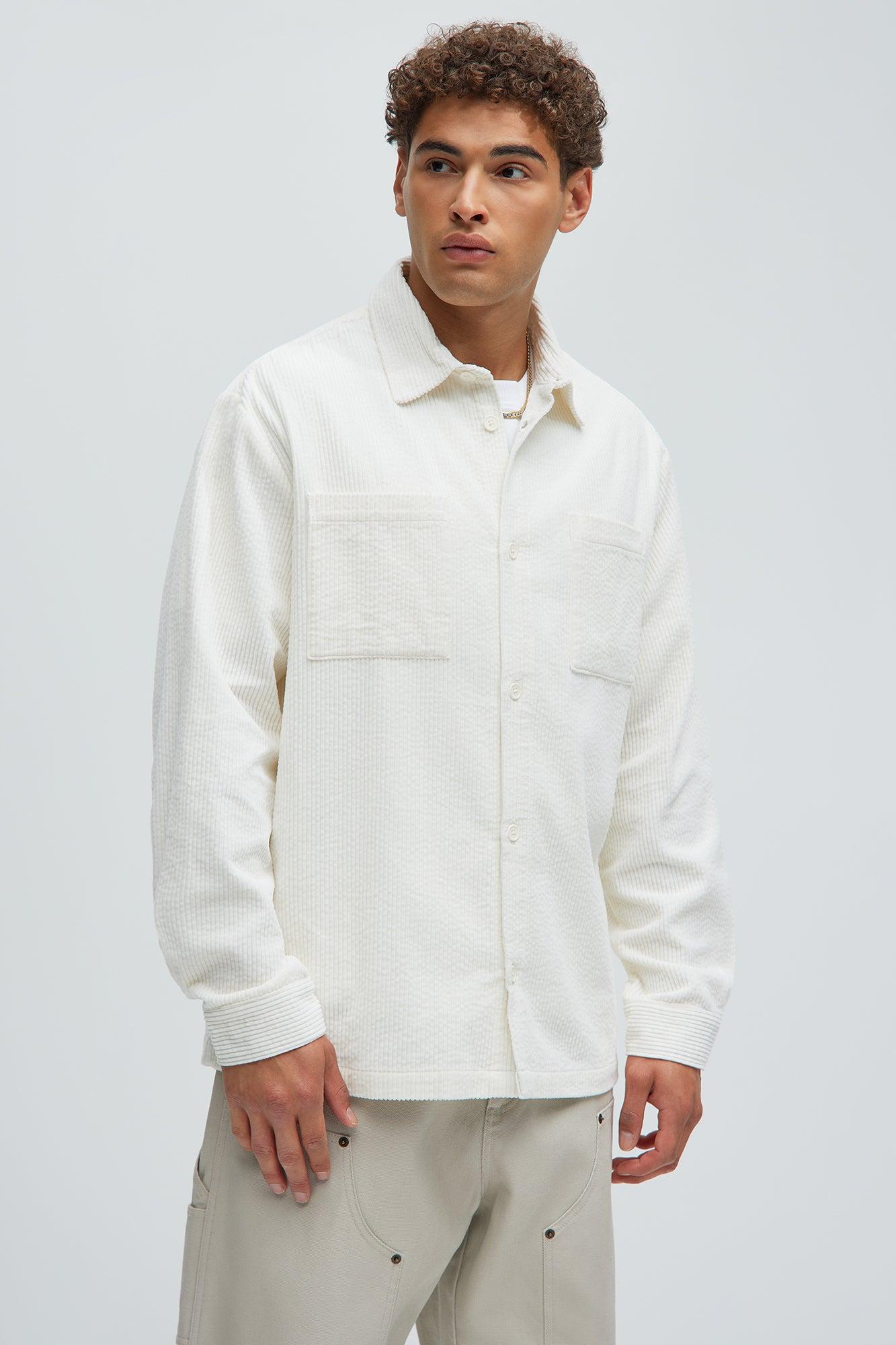 Corduroy Pocket Button Up Shirt - Off White Product Image