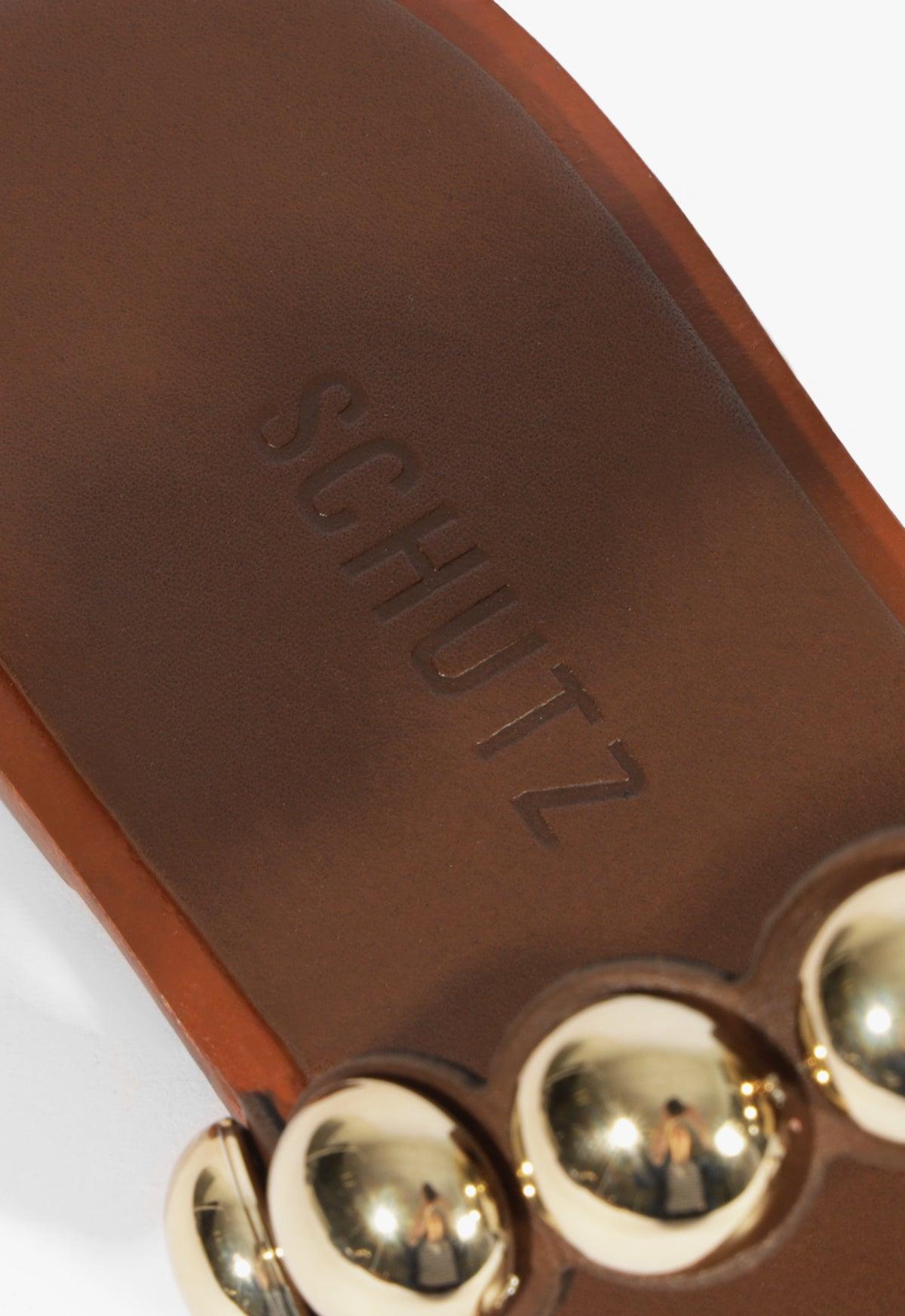 Romy Brown Leather Flat Sandal Product Image