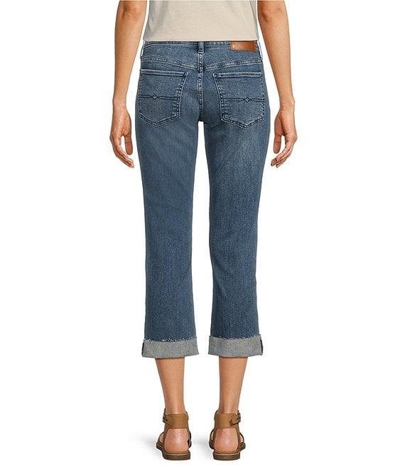 Lucky Brand Stretch Denim Mid Rise Rolled Hem Cropped Relaxed Fit Jeans Product Image