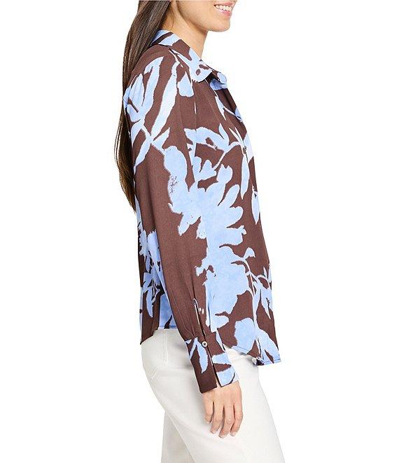 NIC + ZOE Cloud Blossom Point Collar Long Sleeve Button Front Shirt Product Image