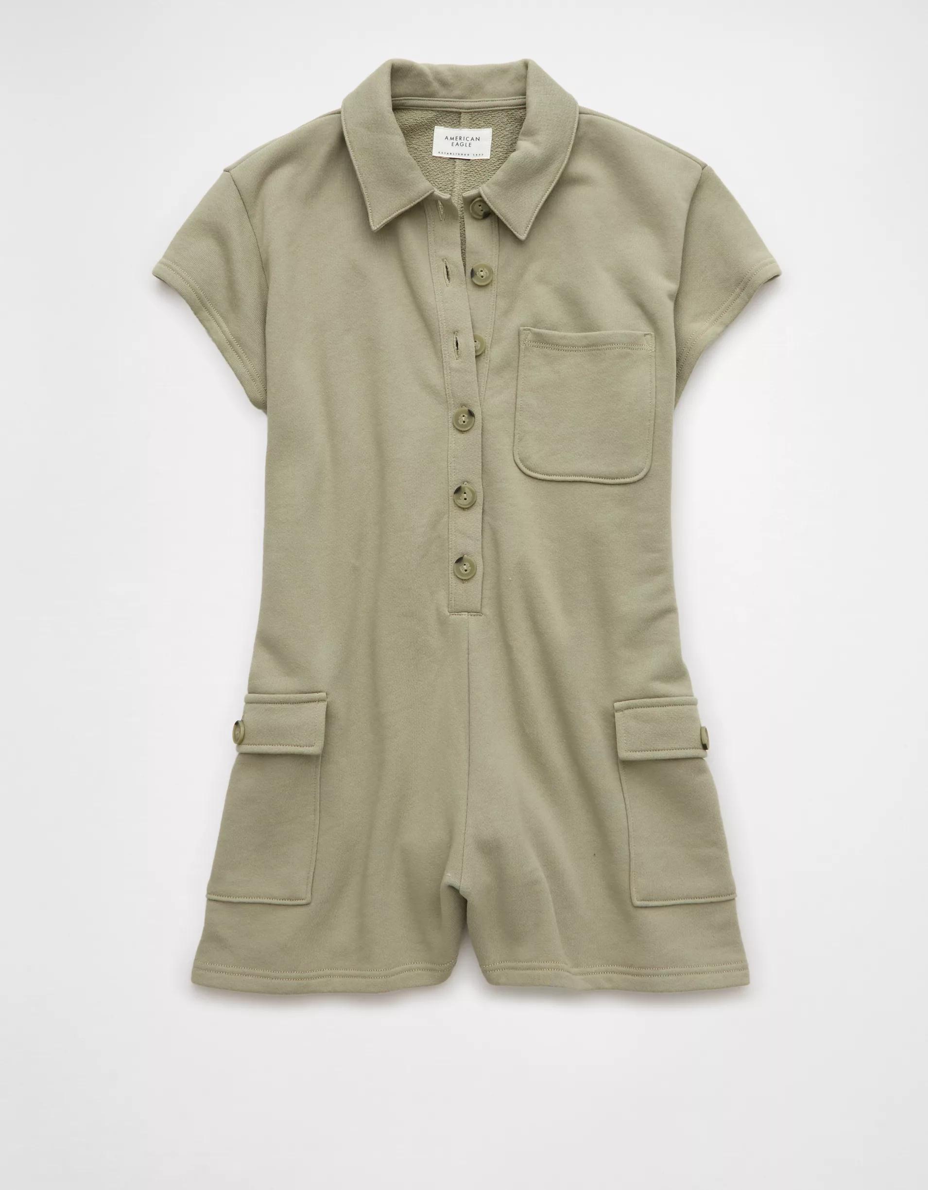 AE Button-Up Cargo Romper Product Image