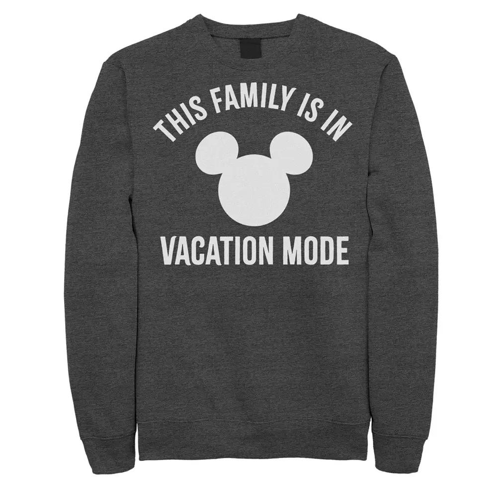 Men's Disney Park Family Is In Vacation Mode Sweatshirt, Size: Small, Grey Heather Product Image