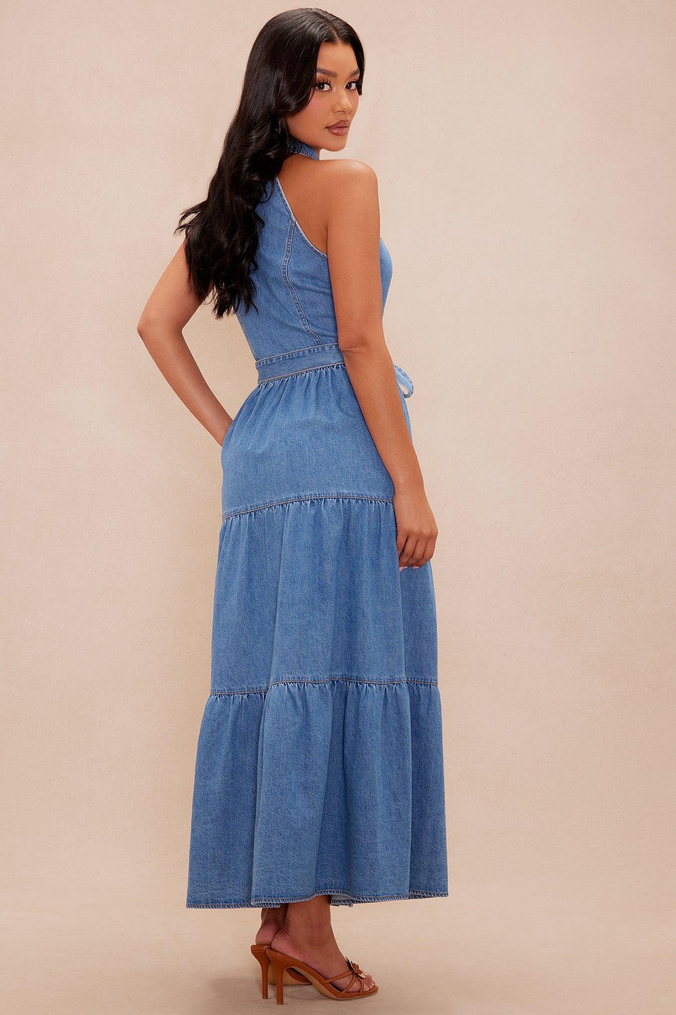 Daniela Denim Maxi Dress - Medium Wash Product Image
