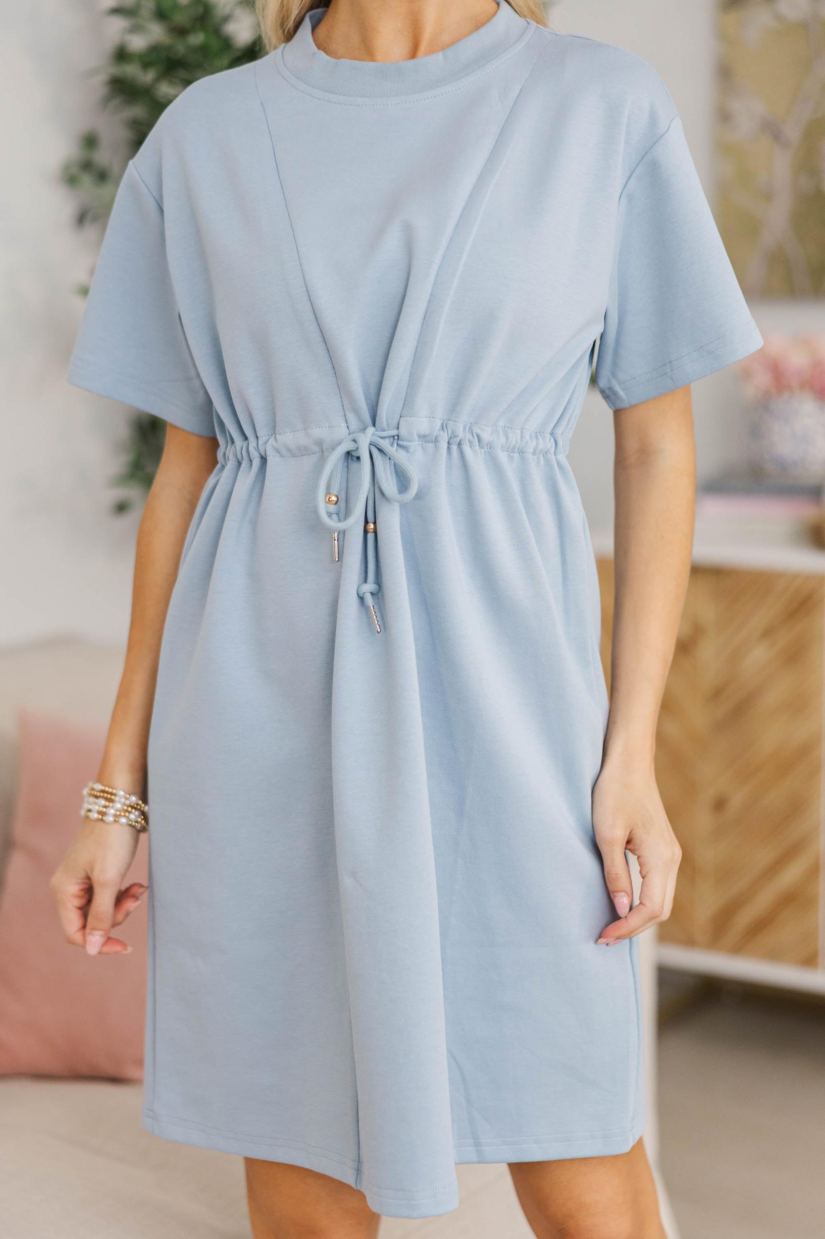 NURSING COLLECTION: Easy Motion Light Blue Drawstring Dress Female Product Image