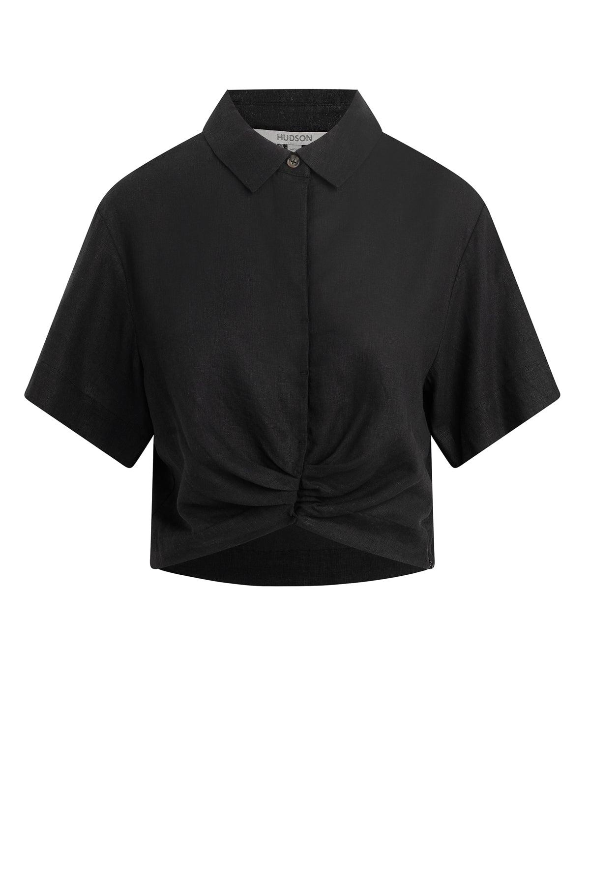 Short Sleeve Knotted Button Down Shirt Female Product Image