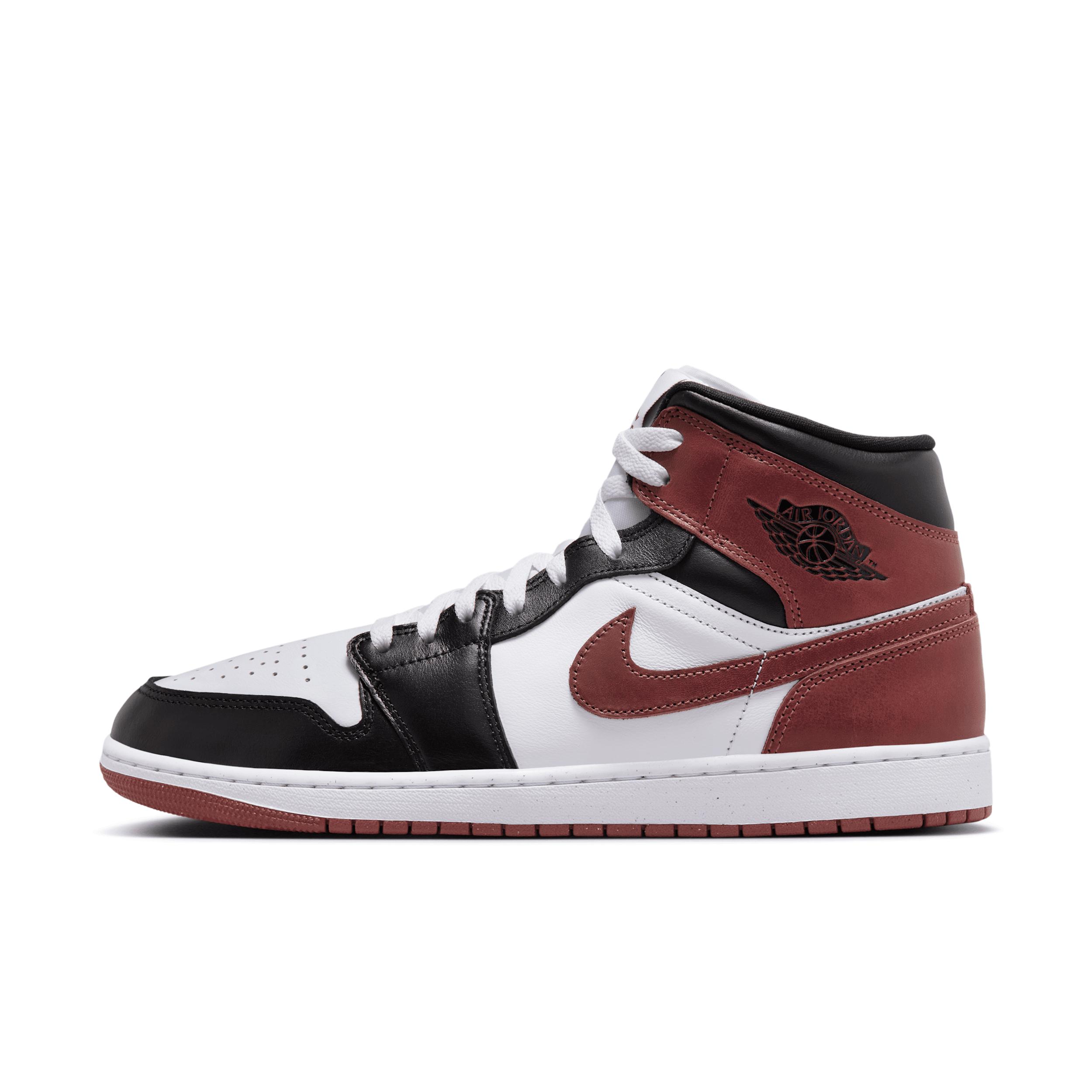 Jordan Mens Jordan Air Jordan 1 Mid SE - Mens Shoes White/Black/Dark Pony Product Image