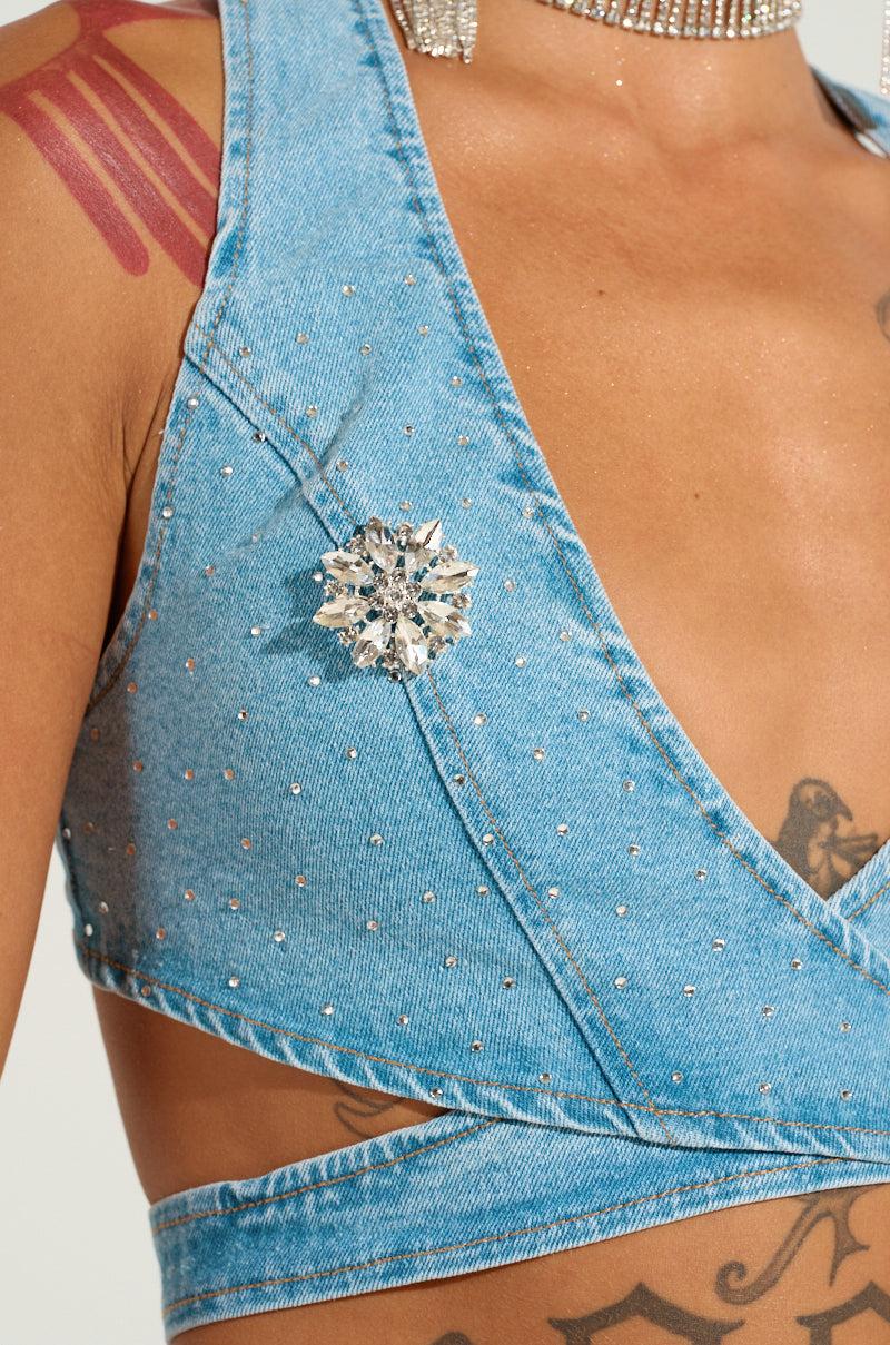 DIVALICIOUS DENIM BRA TOP Product Image