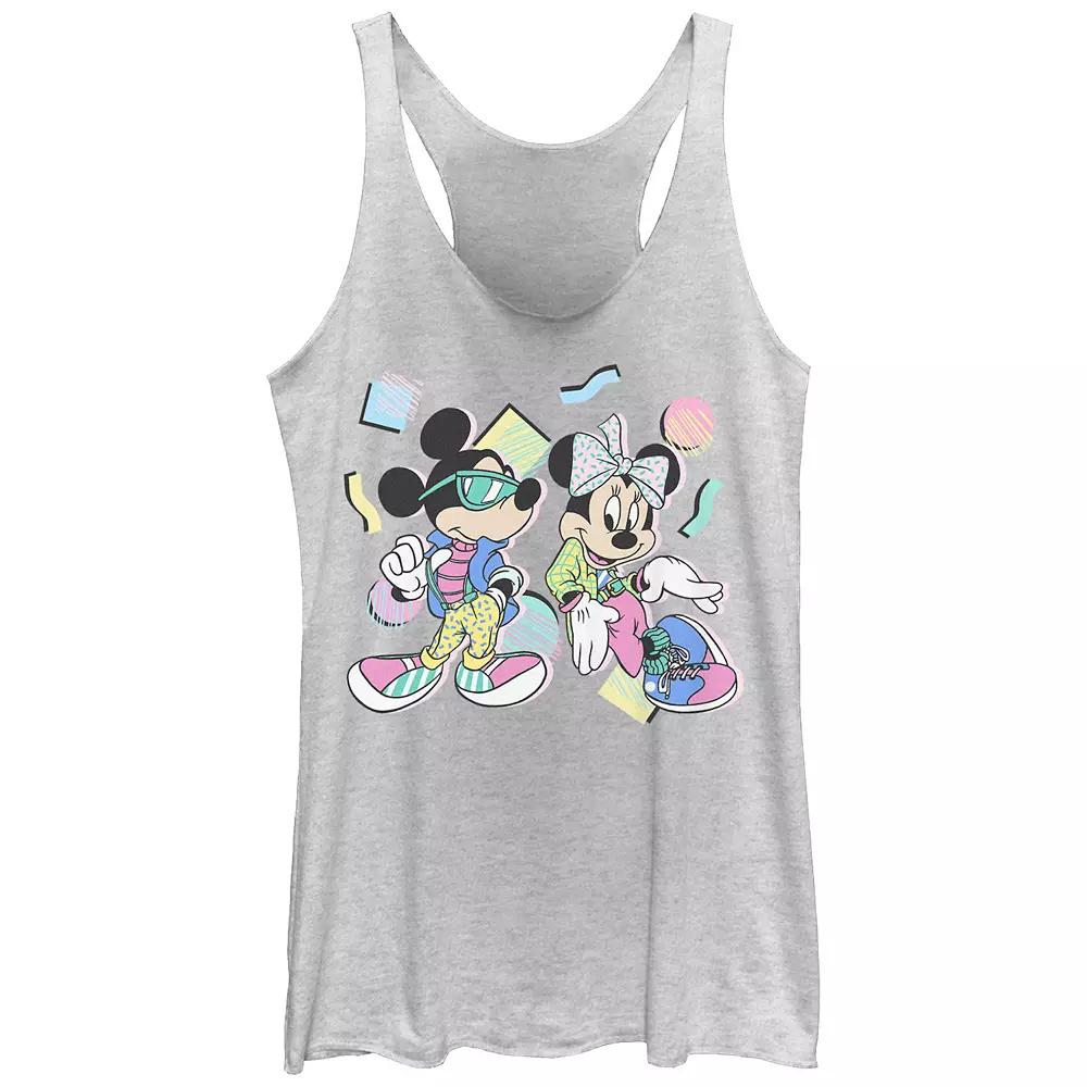 Disney's Mickey Mouse And Minnie Mouse 80's Style Juniors' Tri-Blend Racerback Tank Top, Girl's,  Product Image