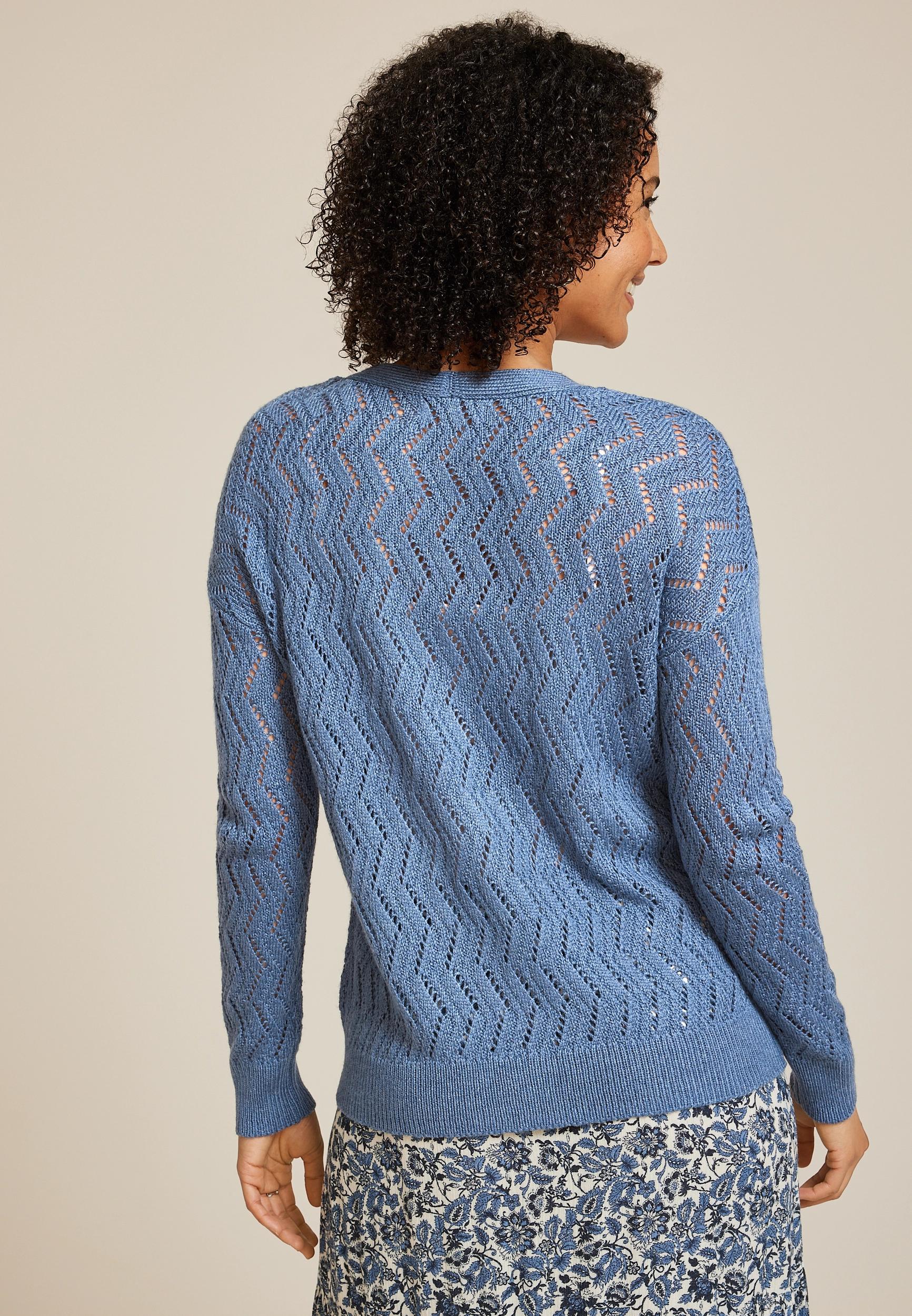 Zig Zag Pointelle Button Front Cardigan Product Image