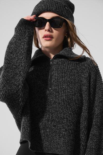 Marl Sweater 1/4 Zip Pullover - Black Marl Product Image