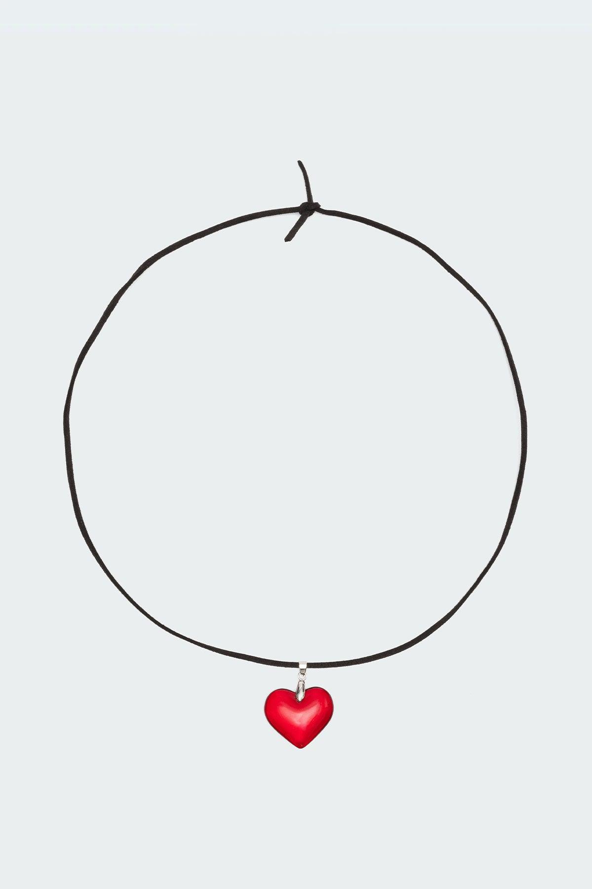 Heart Pendant Tie Choker Product Image