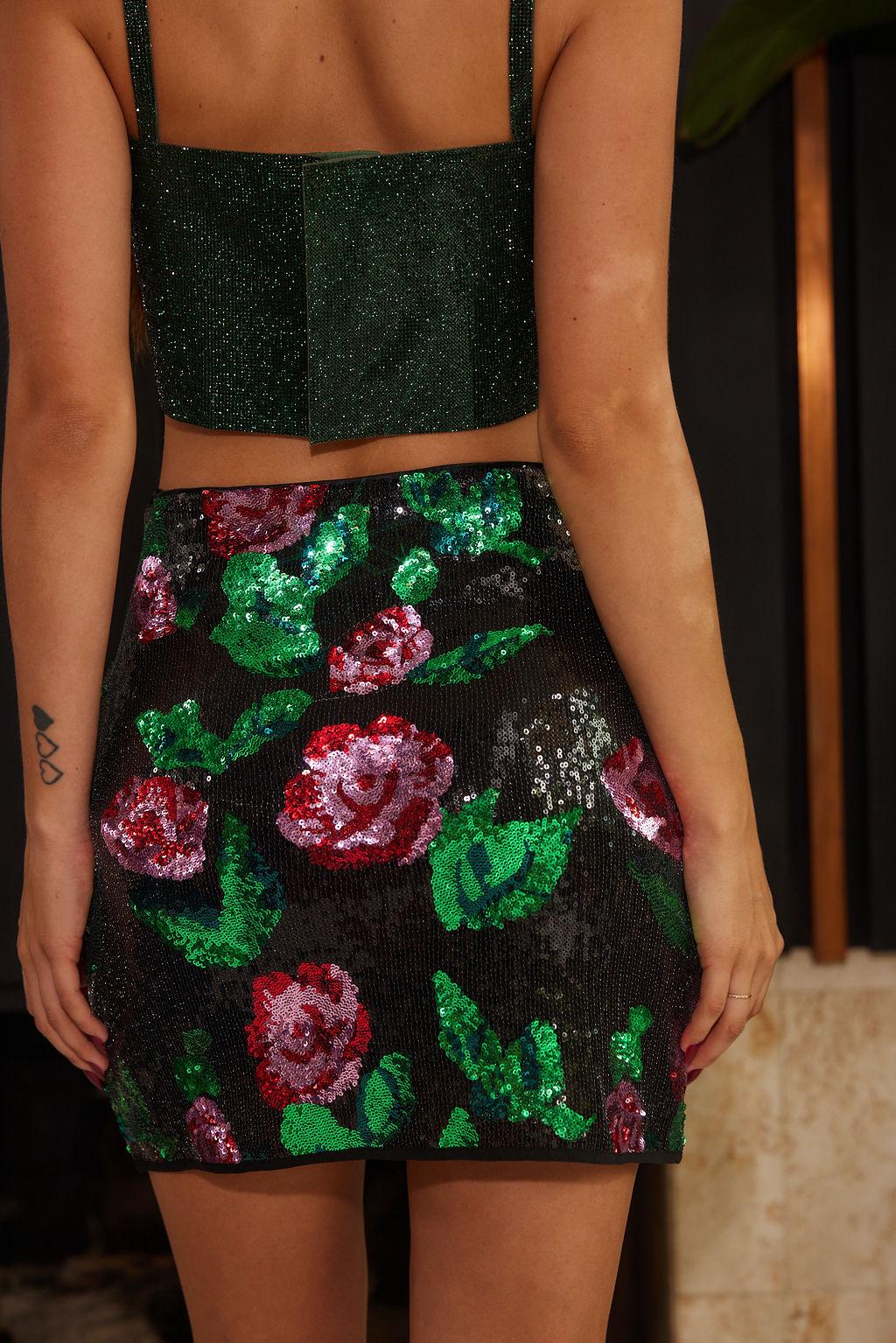 Rose Sequin Mini Skirt Product Image