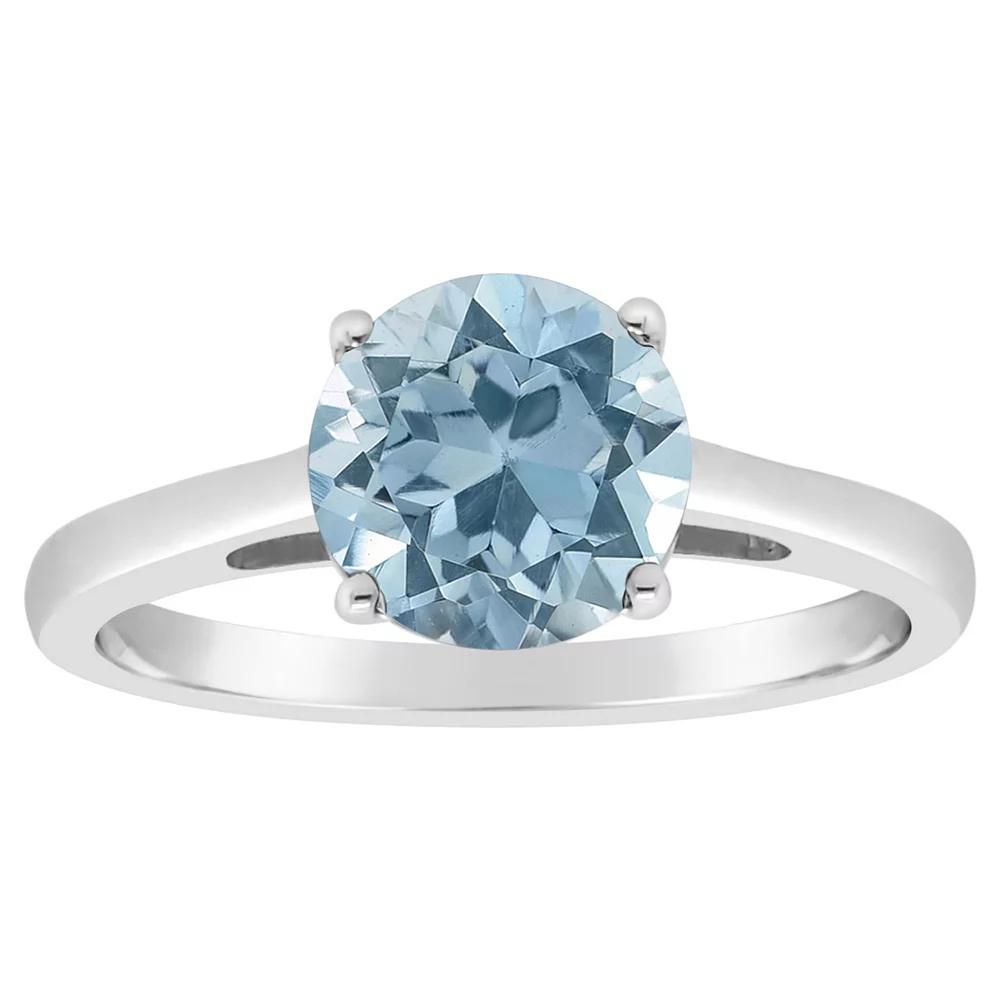 Alyson Layne 14k Gold Round Sky Blue Topaz Solitaire Ring, Women's, Size: 7, 14k White Gold Product Image
