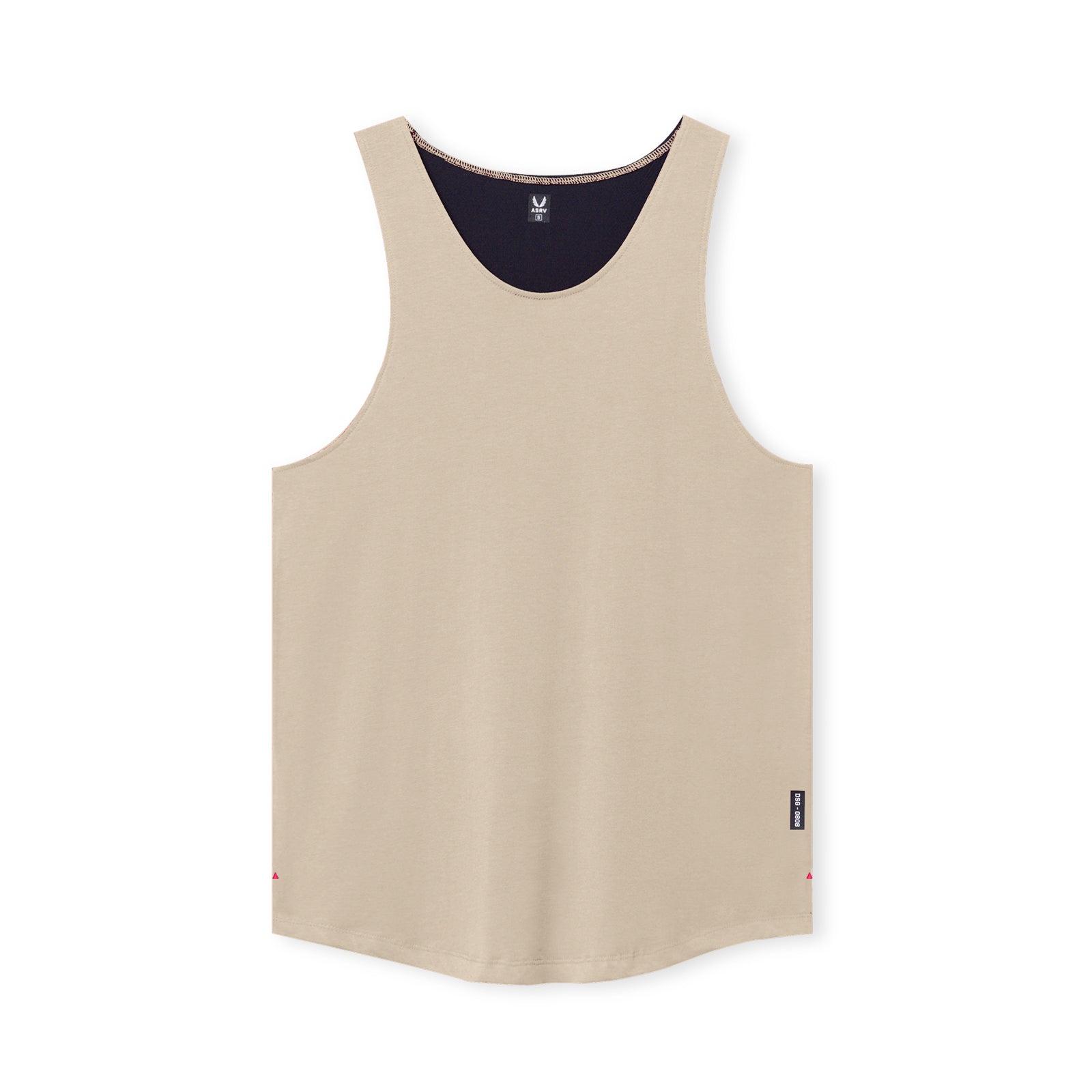 0808. Supima® Vented Tank - Beige Product Image