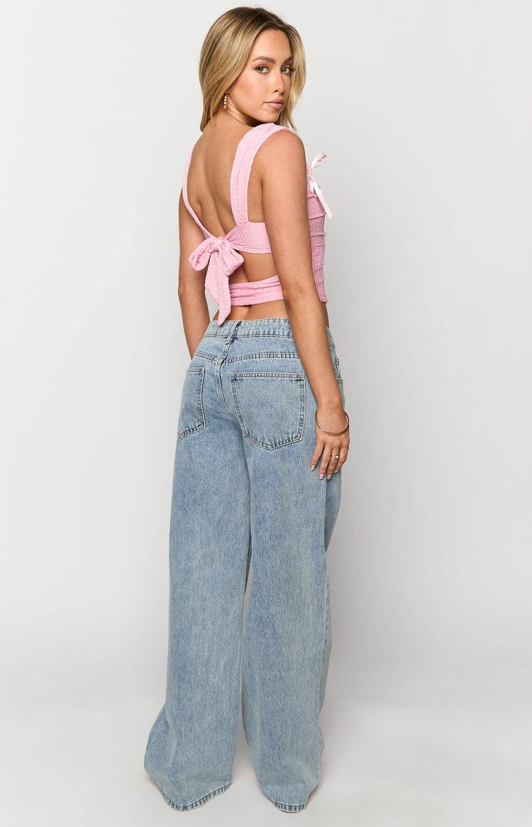 Sonny Mid Wash Low Rise Wide Leg Jeans Baby Product Image