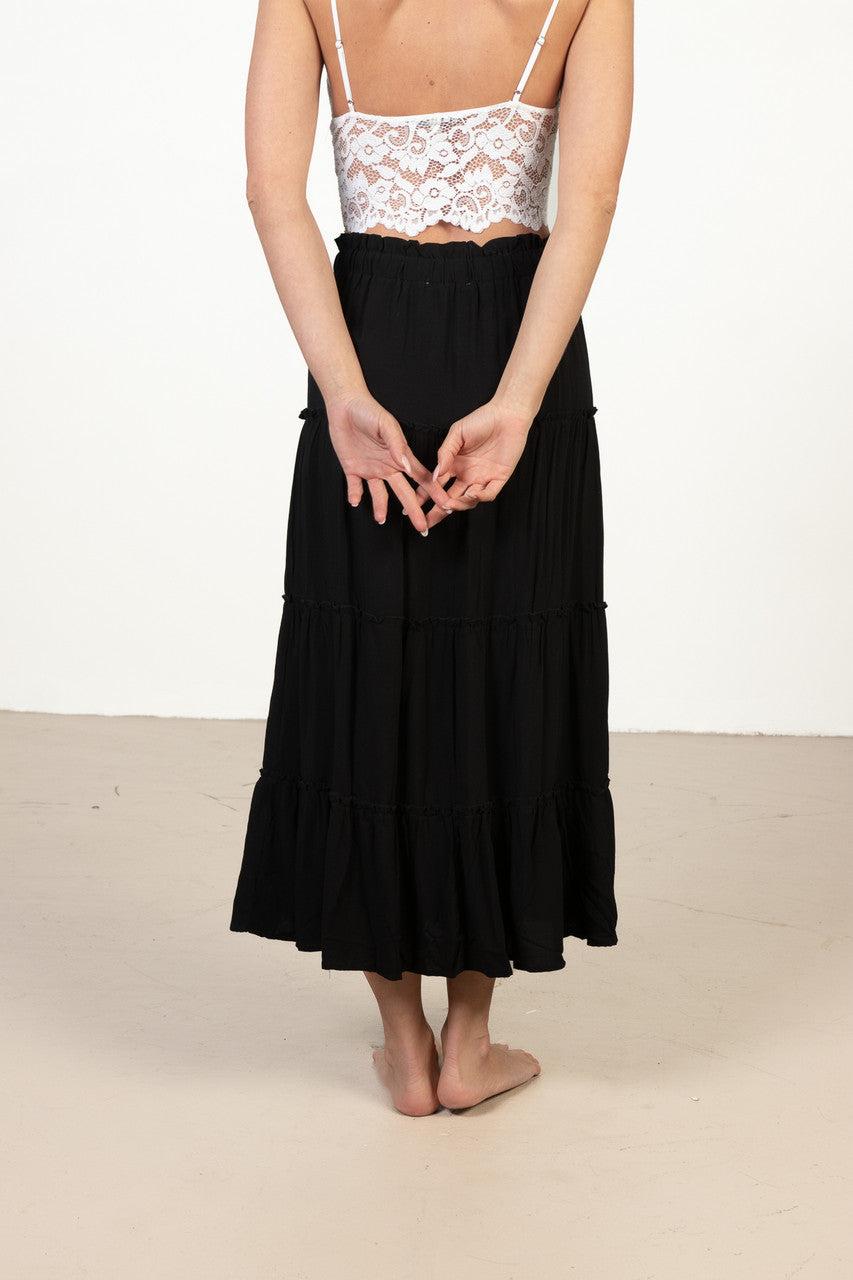 Black Layered Maxi Skirt Product Image