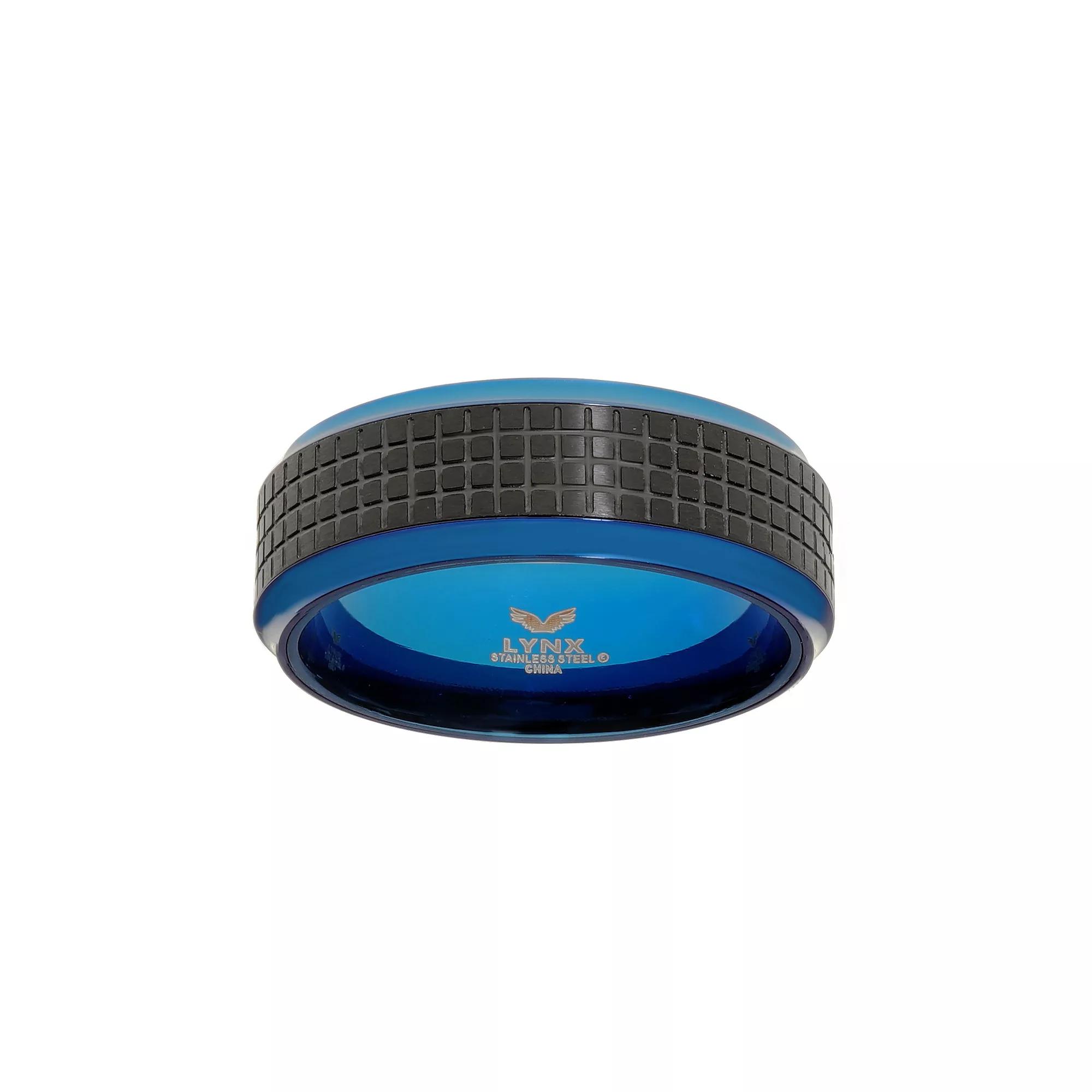 Men's LYNX Black & Blue Ion-Plated Stainless Steel Ring, Size: 10, Two Tone Product Image