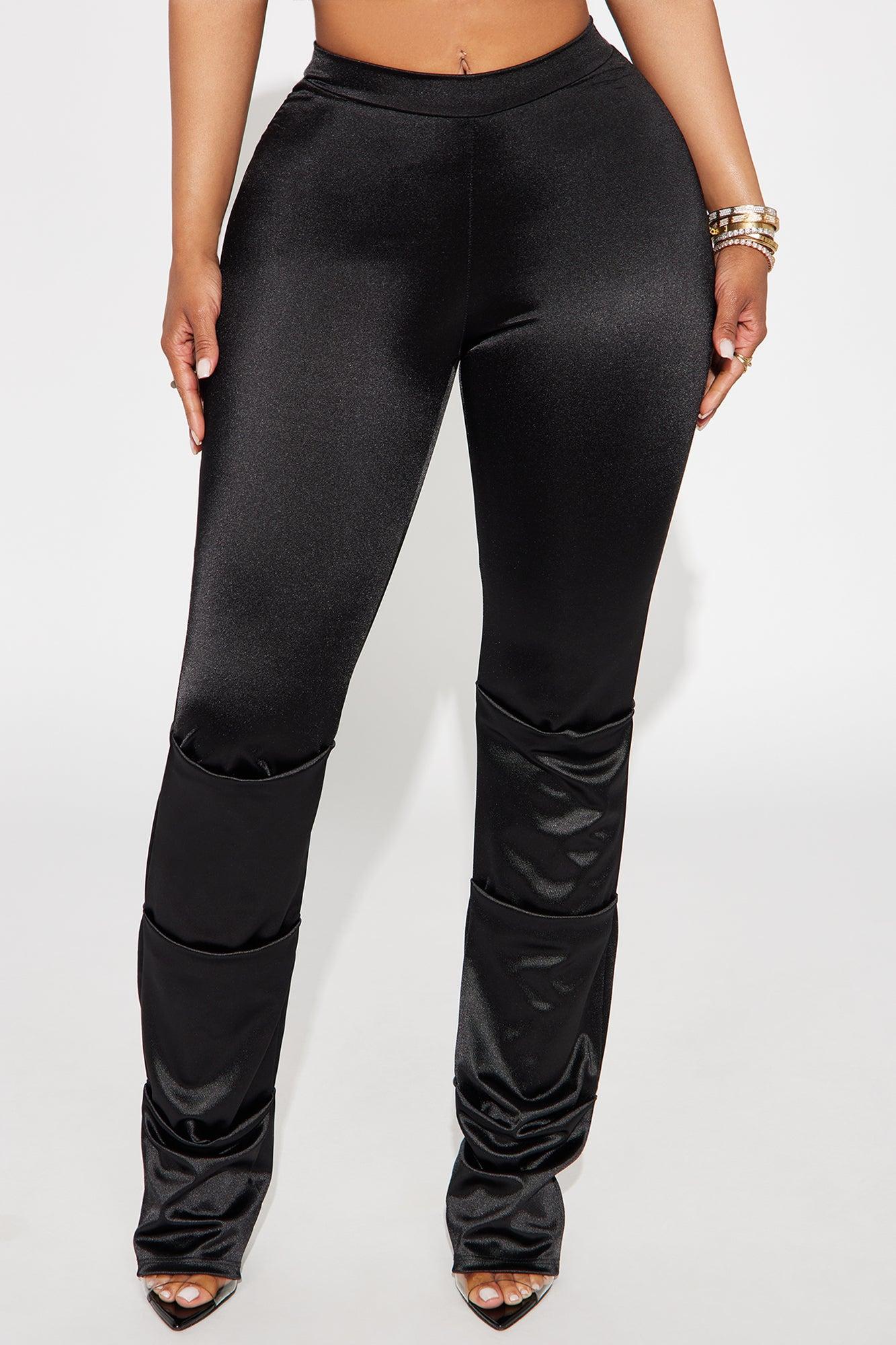 Aria High Rise Satin Stacked Pant - Black Female Product Image