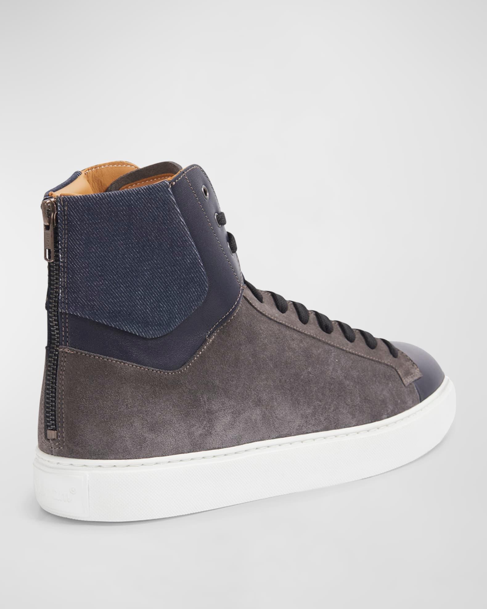 Men's High-Top Suede-Leather Zip Sneakers Product Image