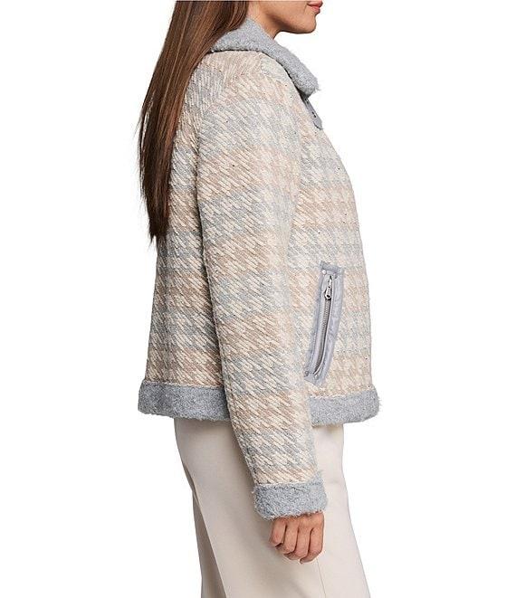 NIC + ZOE Houndstooth Knit Notch Lapel Long Sleeve Jacket Product Image