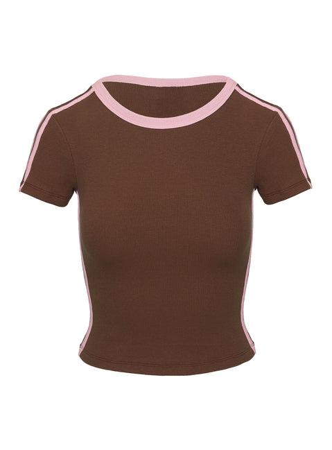Baseline Scoop Rib Tee Brown / Pink Product Image