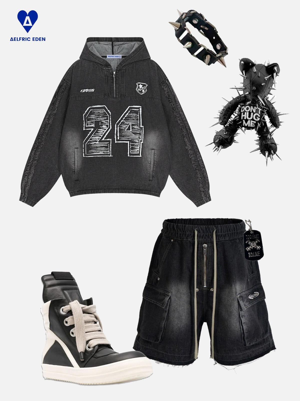 Aelfric Eden Fringe Washed Half Zip Hoodie Product Image