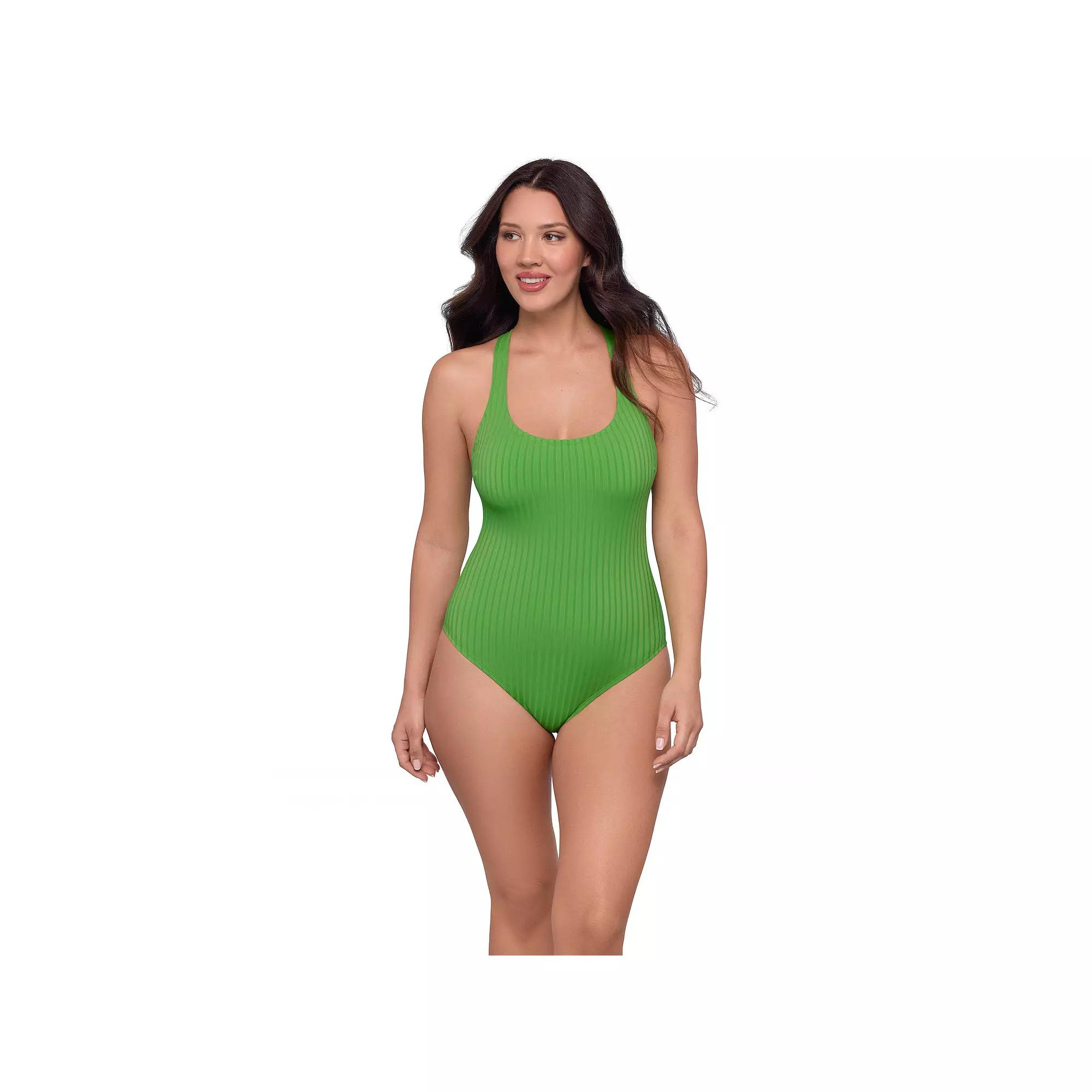 Women’s S3 Swim Sculpting Ribbed Scoopneck Crossback One Piece Swimsuit, Women's,  Product Image