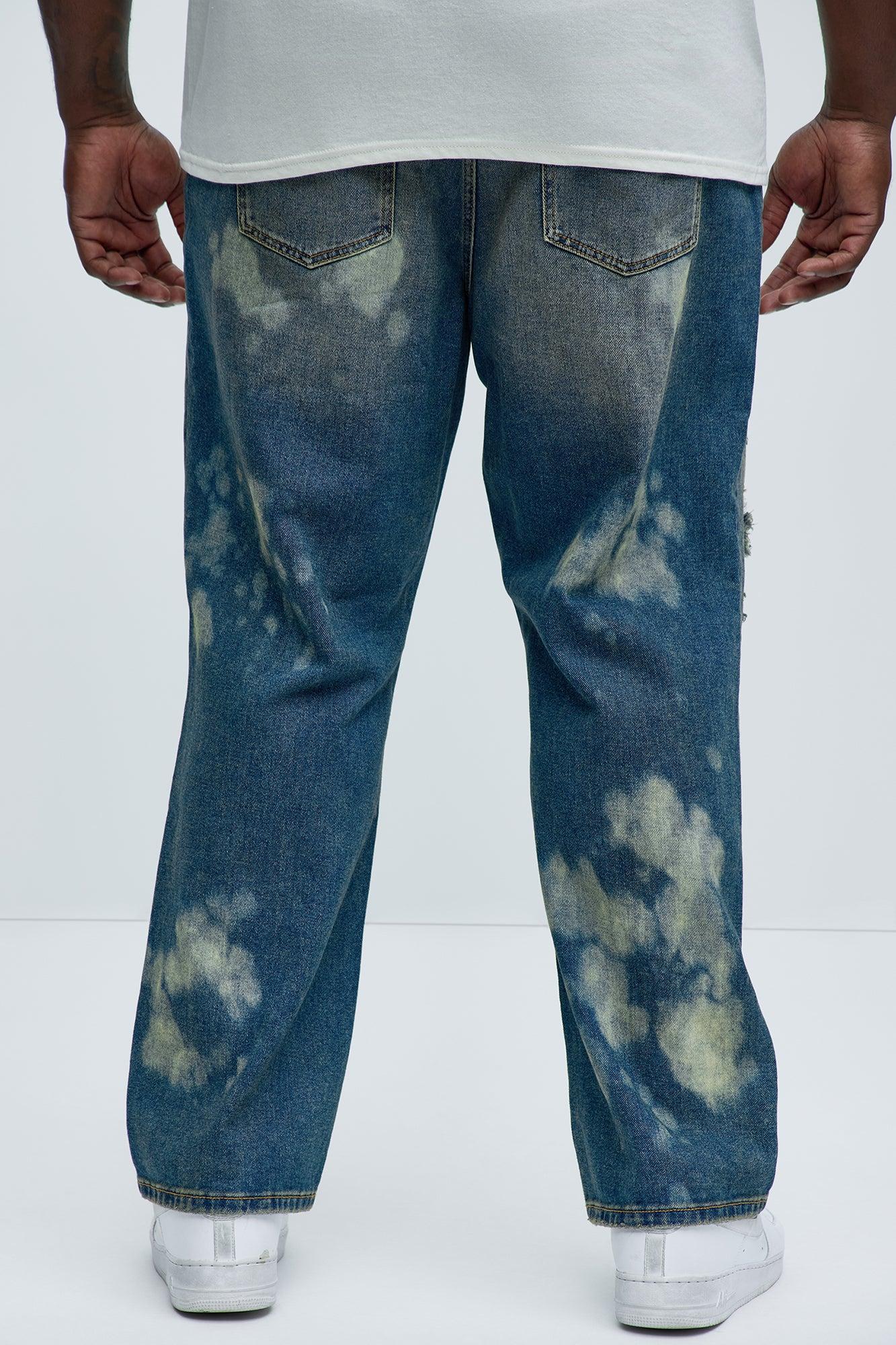 Go At It Straight Stained Jeans - Vintage Blue Wash Product Image