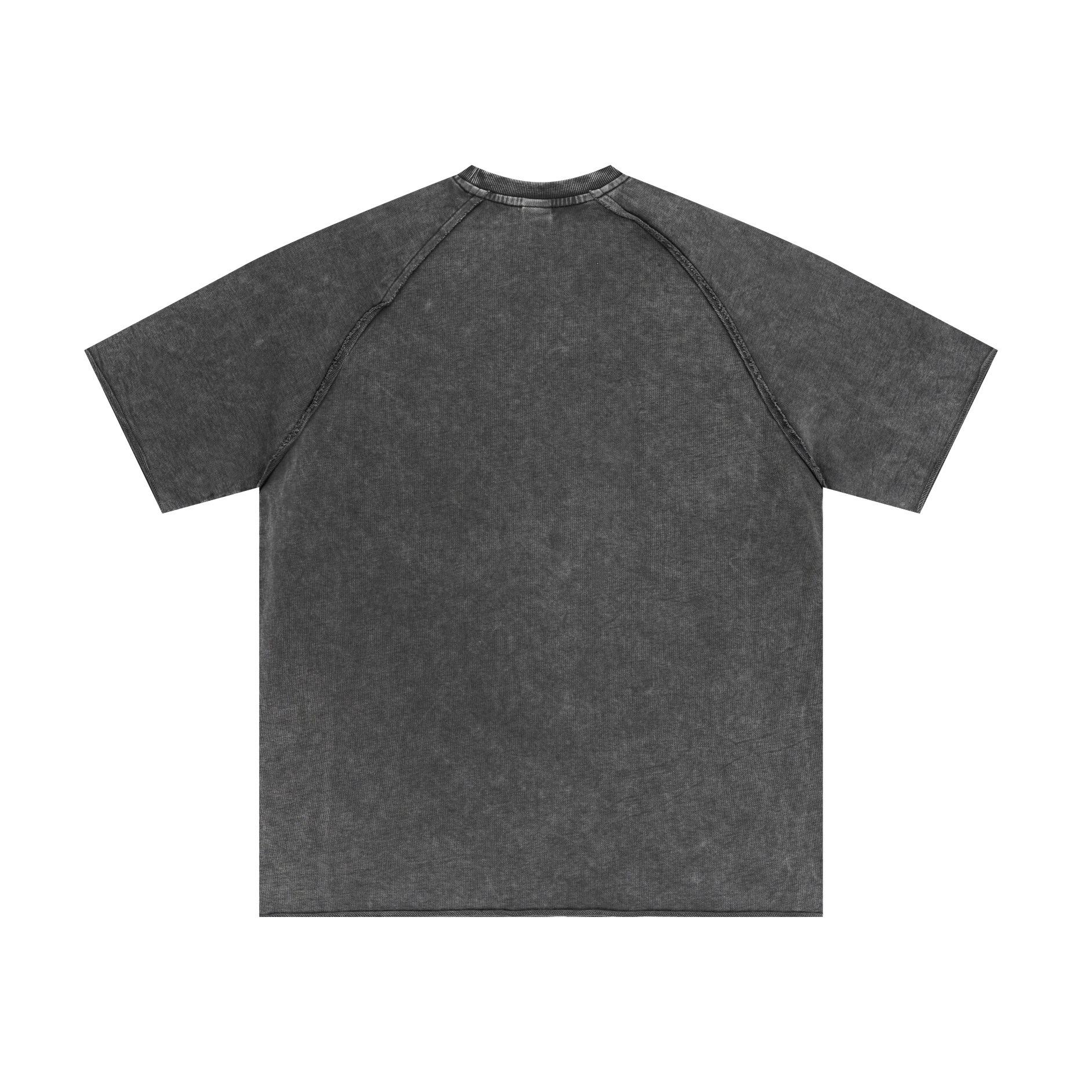 Vintage Washed Process Ragged Edge Destroyed Raglan Sleeve Tee Product Image