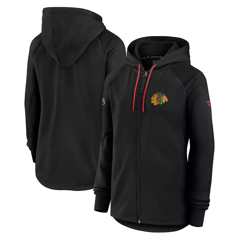 Women's Fanatics Black Chicago Blackhawks Authentic Pro Rink Fleece Full-Zip Jacket,  Product Image