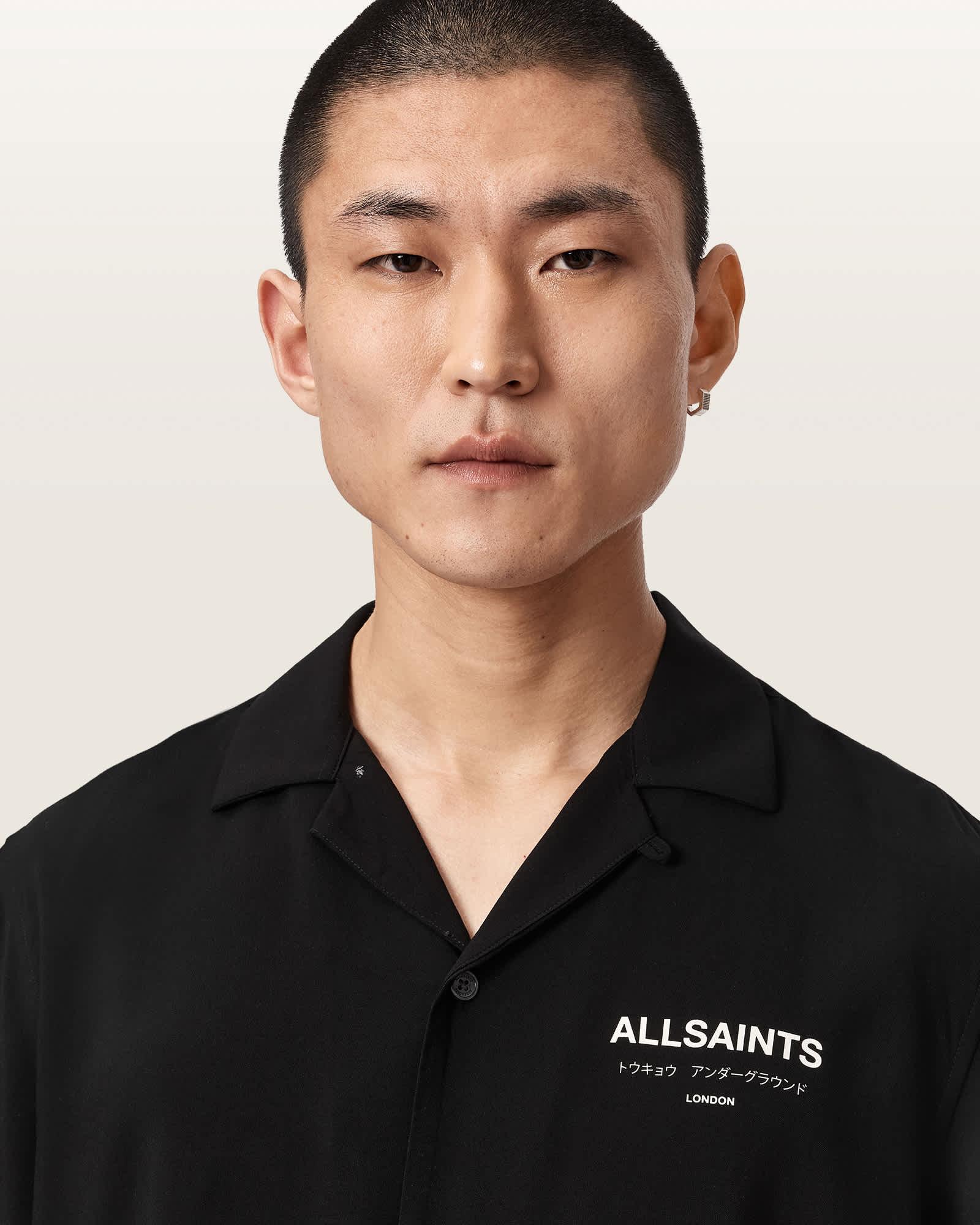 Underground Relaxed Fit Logo Shirt Black | ALLSAINTS US Product Image