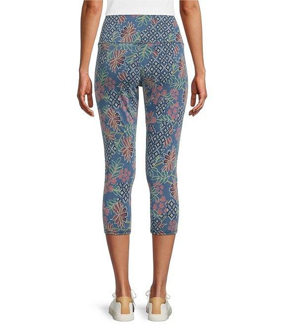 Intro Teri Love the Fit Knit Floral Tummy Control Capri Denim Leggings Product Image