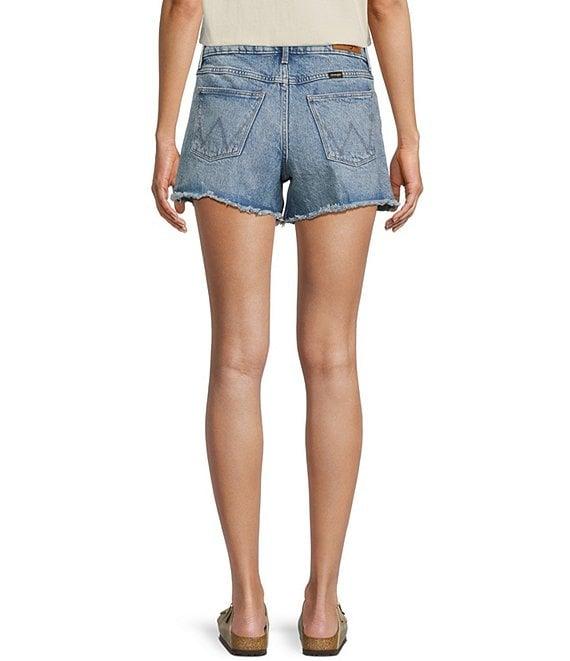 Wrangler® Mid Rise Vintage-Inspired Frayed Hem Denim Shorts Product Image