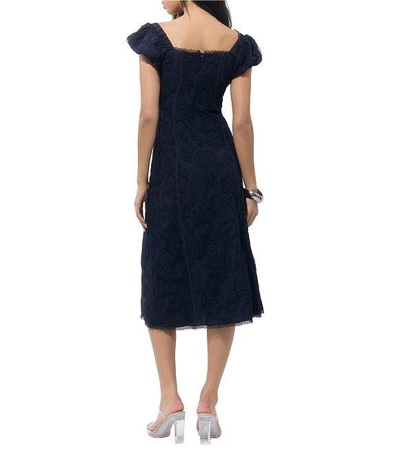 Adelyn Rae Sweetheart Neck Cap Sleeve Embroidered Lace Midi Dress Product Image