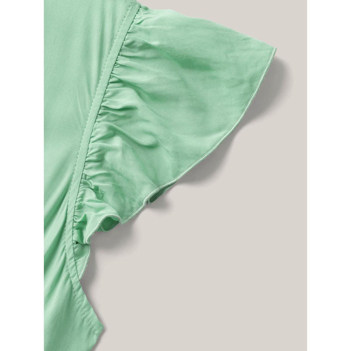 Plus Size Color Block Flutter Sleeve Pockets Midi Dress DarkBlue Women Resort V-neck Sleeveless Curvy BloomChic 18-20/2X Product Image