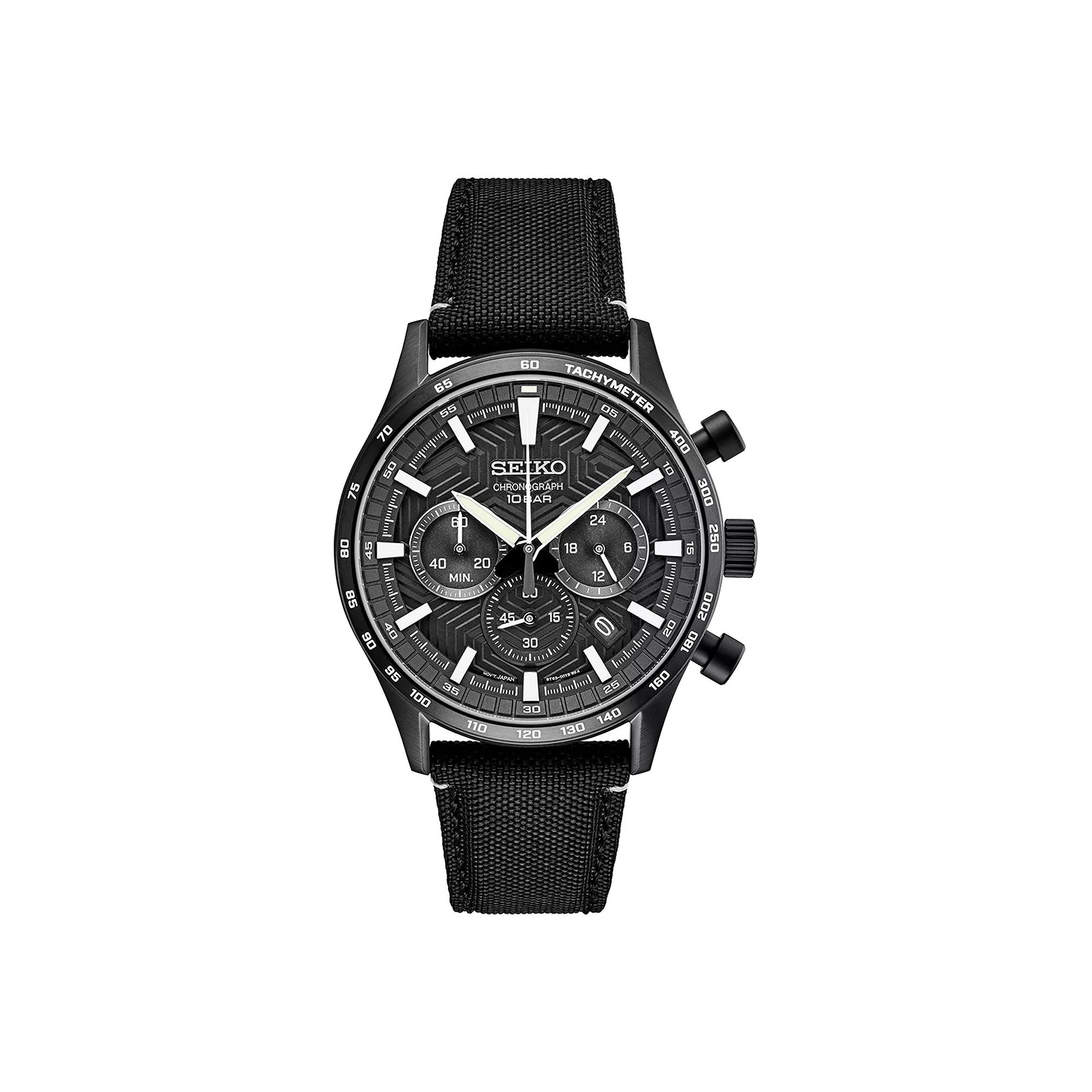 Seiko Essentials Mens Black Dial Chronograph Strap Watch - SSB417 Product Image