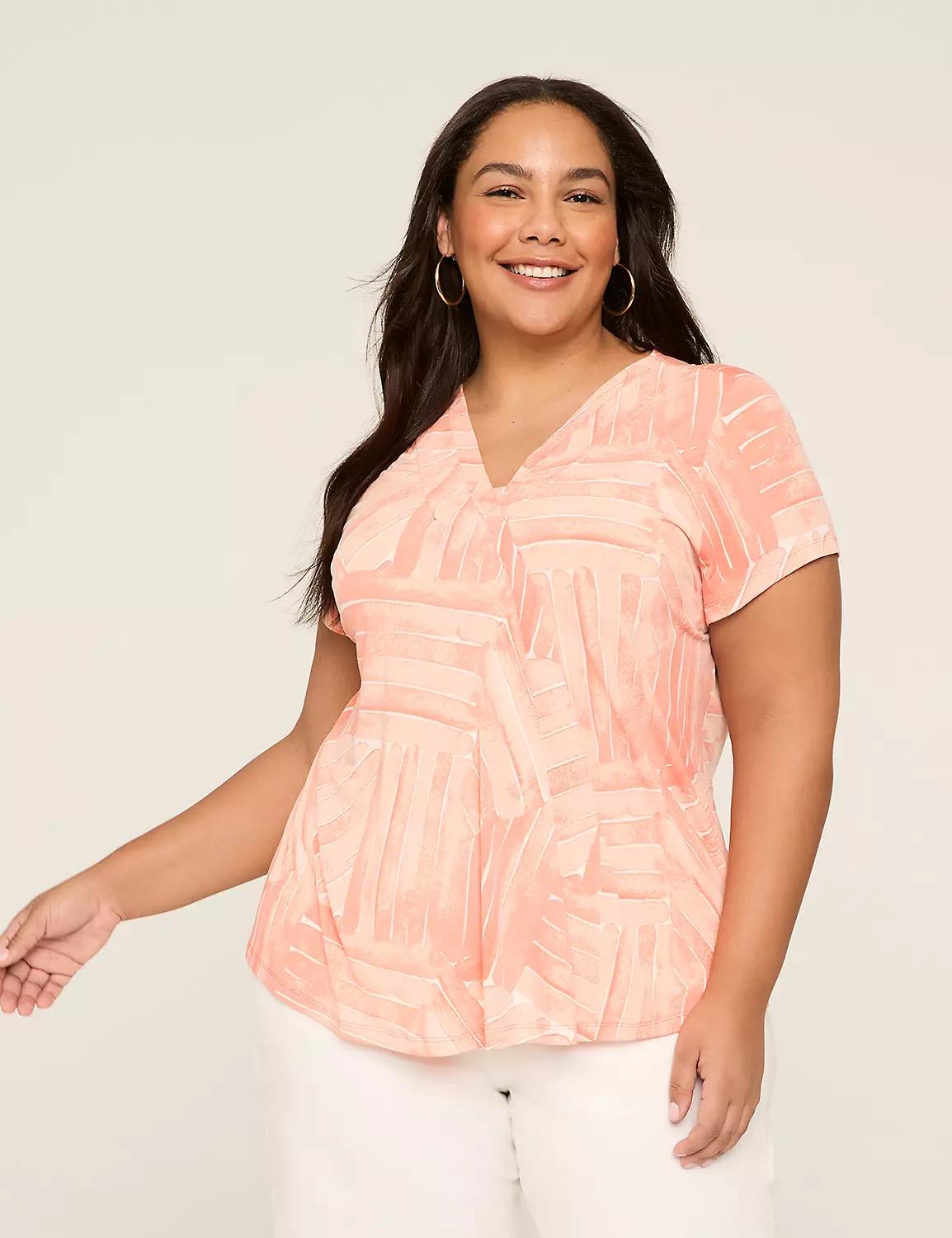 Cap-Sleeve Pleat-Front Top Product Image