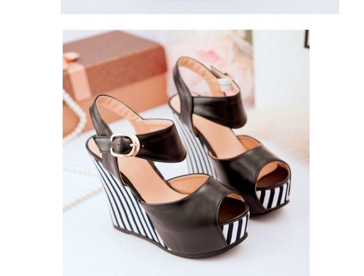 Striped Wedge Sandals Product Image