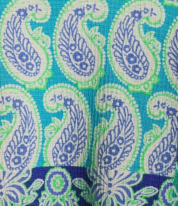 Ruby Rd. Bali Patchwork Print Shawl Collar Long Sleeve Open-Front Cardigan Product Image