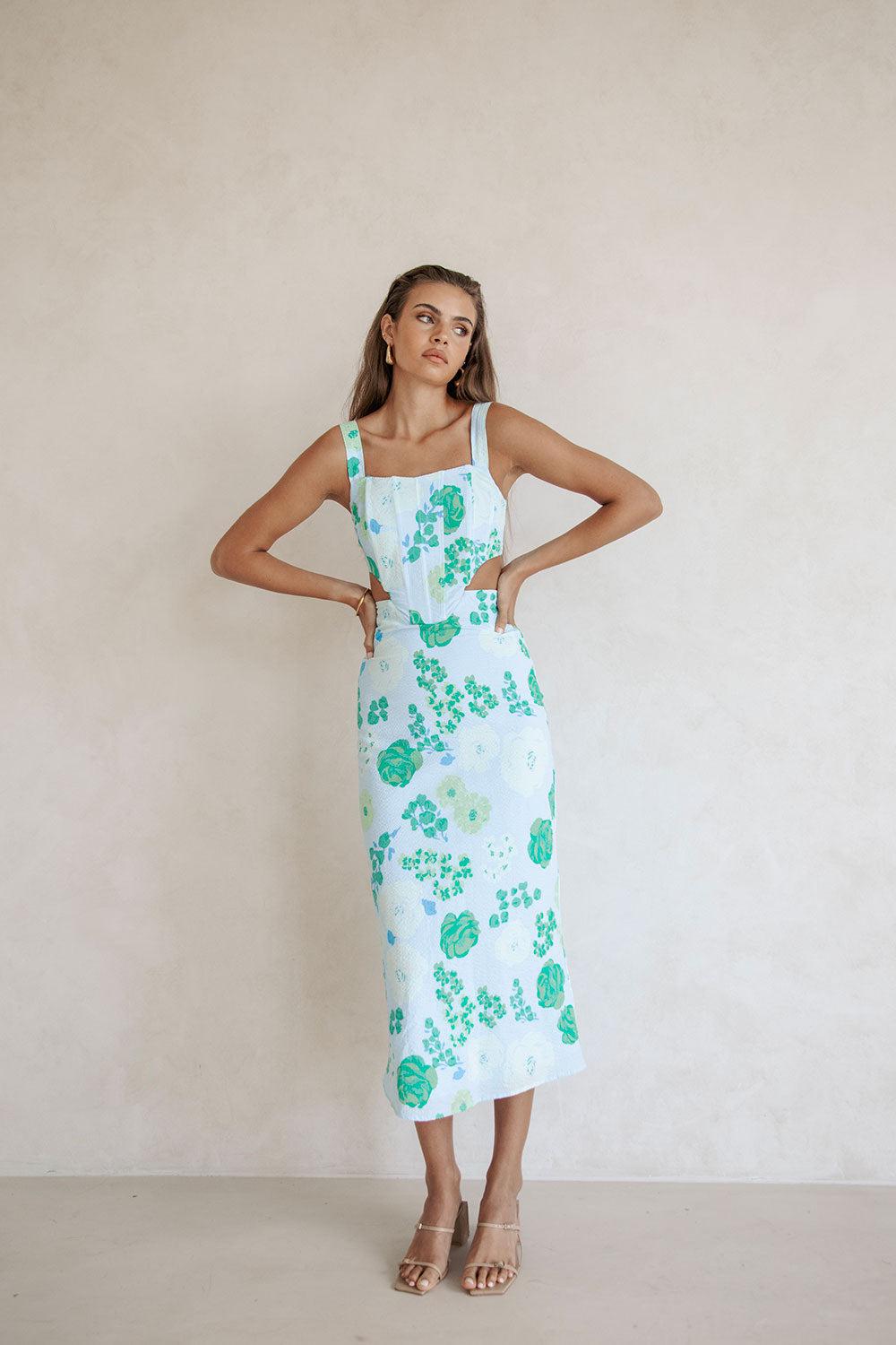 Feliz Midi Dress - Corsage Blue Product Image