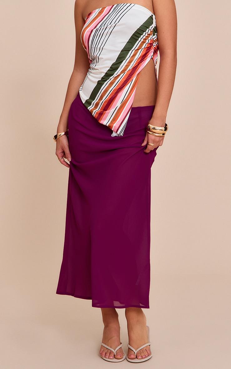 Fuschia Sheer Chiffon Midaxi Skirt Product Image