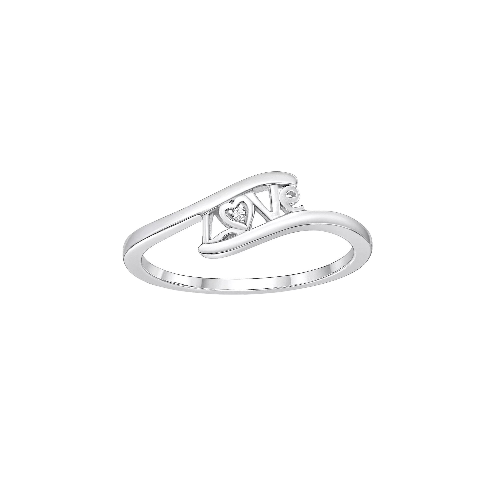 Gemminded Sterling Silver Diamond Accent "Love" Ring, Women's, Size: 5 Product Image